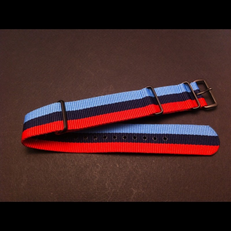 Bracelet De Montre NATO En Nylon Bleu Foncé Masar - Boucle Noire, Souple, épaisseur Standard