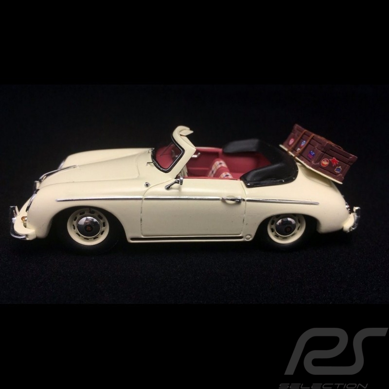 Porsche 356 Cabriolet Ivoire avec valise 1/43 Truescale TSM164368  ivory with case elfenbein mit Koffer weiß 
