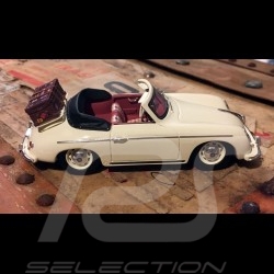 Porsche 356 Cabriolet Ivoire avec valise 1/43 Truescale TSM164368  ivory with case elfenbein mit Koffer weiß 