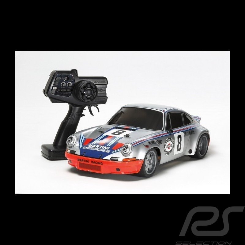 regenval protest oortelefoon Porsche 911 Carrera RSR Martini n° 8 silver RC car 2.4 GHz 1/10 Tamiya 57866