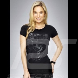 T-shirt Porsche écusson géant noir - femme - Porsche WAP797 Wappen crest women damen