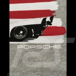 T-shirt Porsche drapeau américain US flag amerikanische flagge grau grey gris clair Porsche design WAP982 homme men herren