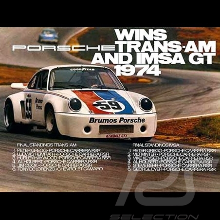 Porsche Poster 911 Carrera RSR wins Trans-am and Imsa GT 1974 - 31