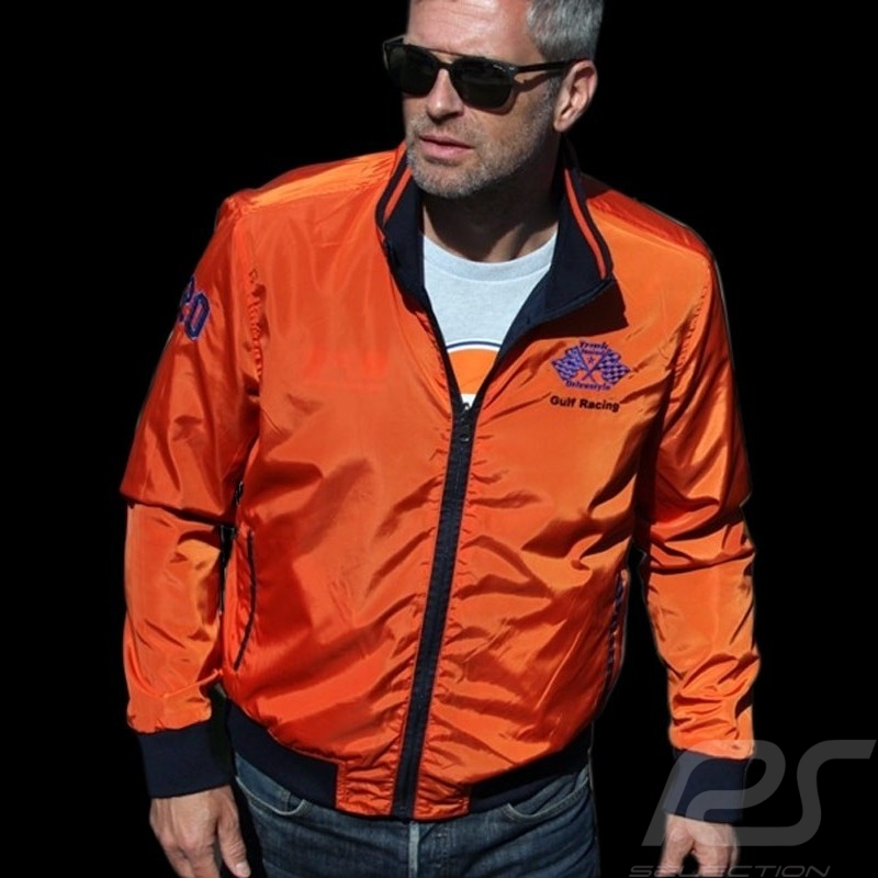 navy blue and orange jacket