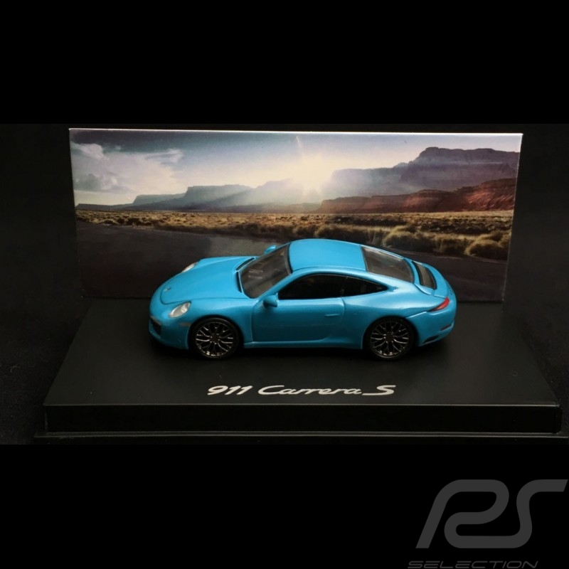 Porsche 911 type 991 Carrera S 2016 Miami blau Eisenbahn HO 1/87 Spark WAX02300003