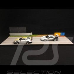 Piste track decor dekor diorama ligne droite straight gerade grillage grille wire pneus tyres reifen jaune yellow gelb 1/43