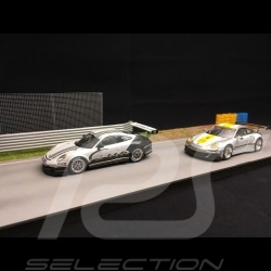 Piste track decor dekor diorama ligne droite straight gerade grillage grille wire pneus tyres reifen jaune yellow gelb 1/43