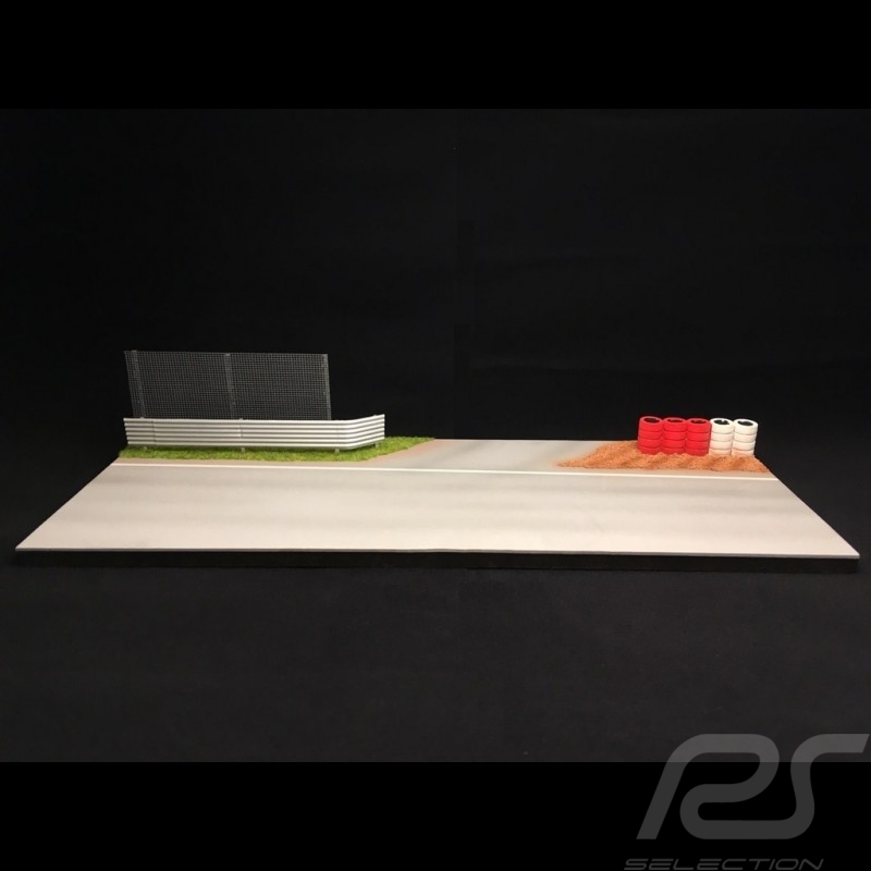 Track decor diorama straight with wire red and white tyres and vibrator 1/43