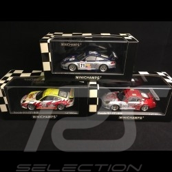 Trio Porsche 996 GT3 RSR  Le Mans 2005 Podium  GT2 class 1/43 Minichamps 400056480 400056490 400056471