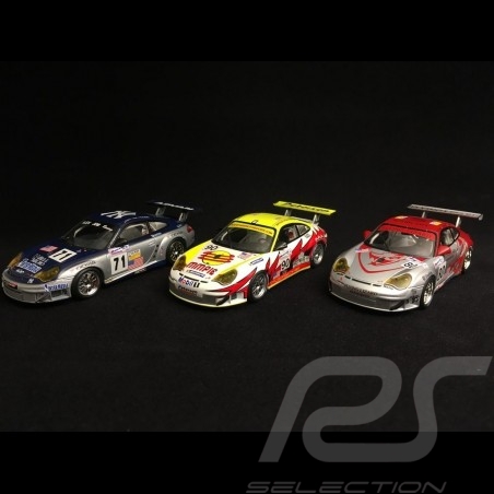 Trio Porsche 996 GT3 RSR  Le Mans 2005 Podium classe class Klassen GT2 1/43 Minichamps 400056480 400056490 400056471