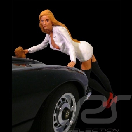 Porsche sexy car wash girl blonde 1/18 Diorama modell AE180042