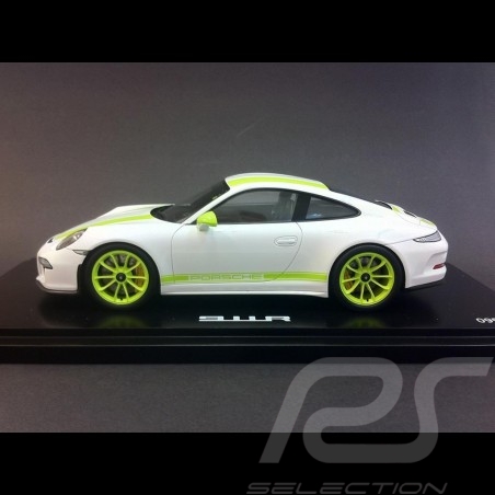 Porsche 911 type 991 R 2016 weiß grüne streifen 1/18 Spark WAX02100026
