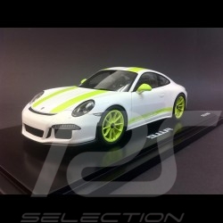 Porsche 911 type 991 R 2016 white green stripes 1/18 Spark WAX02100026