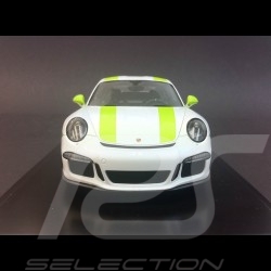 Porsche 911 type 991 R 2016 white green stripes 1/18 Spark WAX02100026