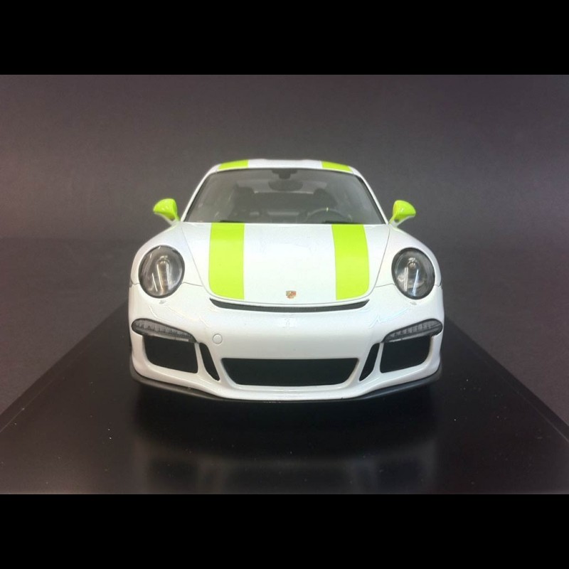 Porsche 911 R type 991 2016 white green stripes 1/18 Spark WAX02100026