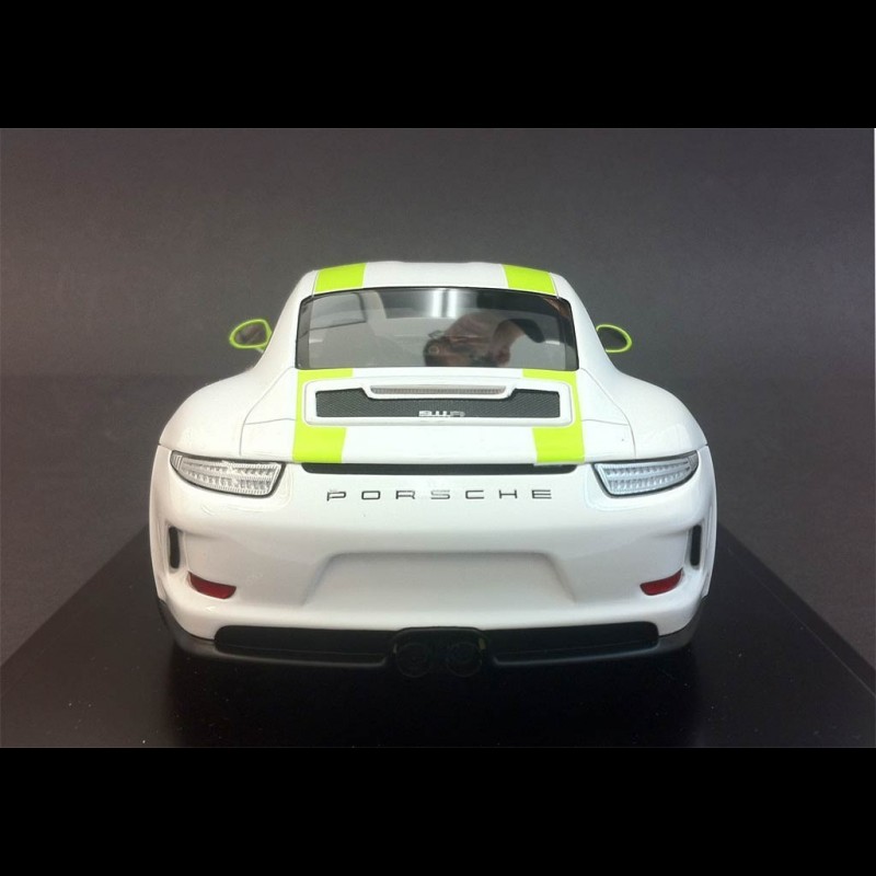 Porsche 911 R type 991 2016 white green stripes 1/18 Spark WAX02100026