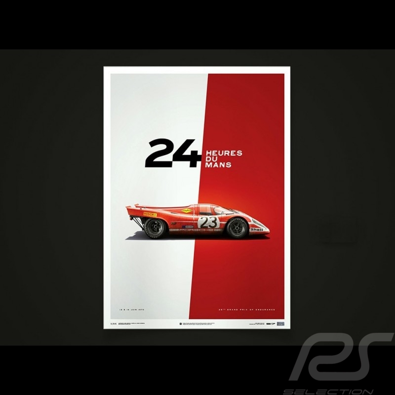 Porsche Poster 917 K Salzbourg Sieger le Mans 1970 n° 23 Unique & Limited 15/014S
