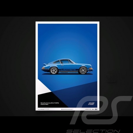 Porsche Poster Affiche Plakat 911 Carrera RS 1973 Bleu Glacier blue blau