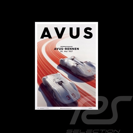 Porsche Poster Affiche Plakat Flèches d'argent Silver Arrows Silberpfeile Avus Rennen 1937