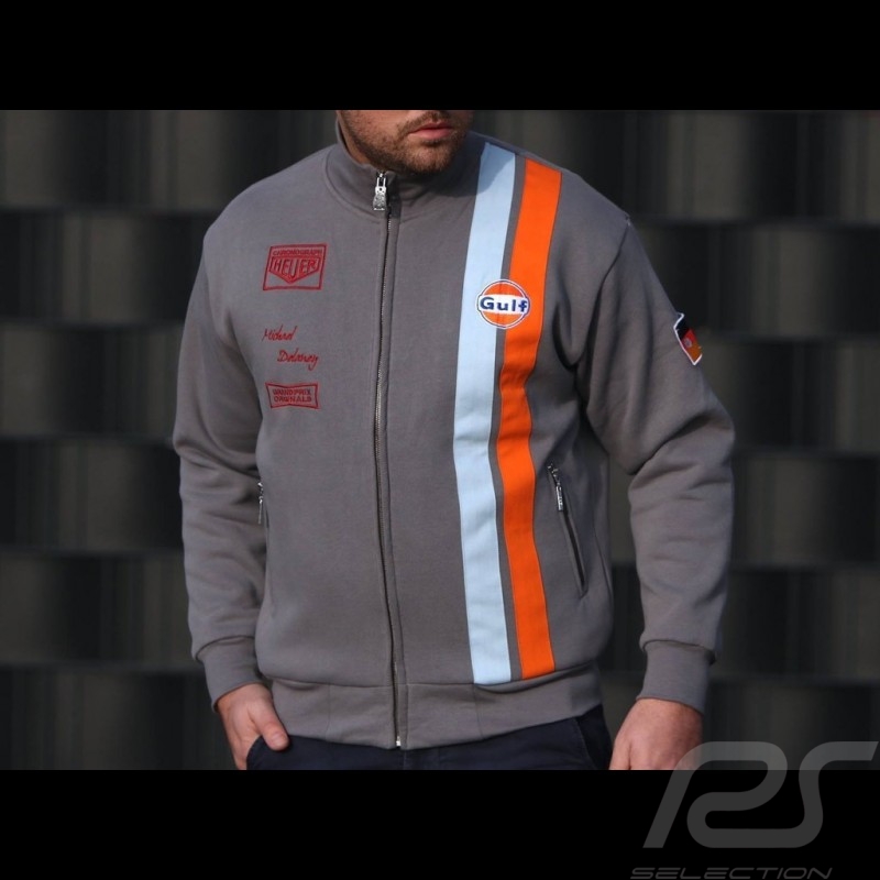Veste Jacket Jacke Gulf Steve McQueen Le Mans molleton fleece gris grey grau - homme men herren