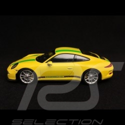 Porsche 911 type 991 R 2016 jaune racing yellow gelb bandes vertes grune streifen green stripes 1/43 Minichamps 413066261