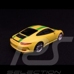 Porsche 911 type 991 R 2016 jaune racing yellow gelb bandes vertes grune streifen green stripes 1/43 Minichamps 413066261