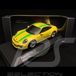 Porsche 911 type 991 R 2016 jaune racing yellow gelb bandes vertes grune streifen green stripes 1/43 Minichamps 413066261