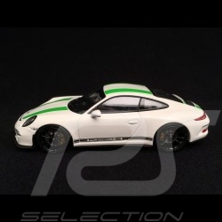 Porsche 911 type 991 R 2016 blanc white weiß bandes vertes green stripes grüne Streifen 1/43 Minichamps 413066229