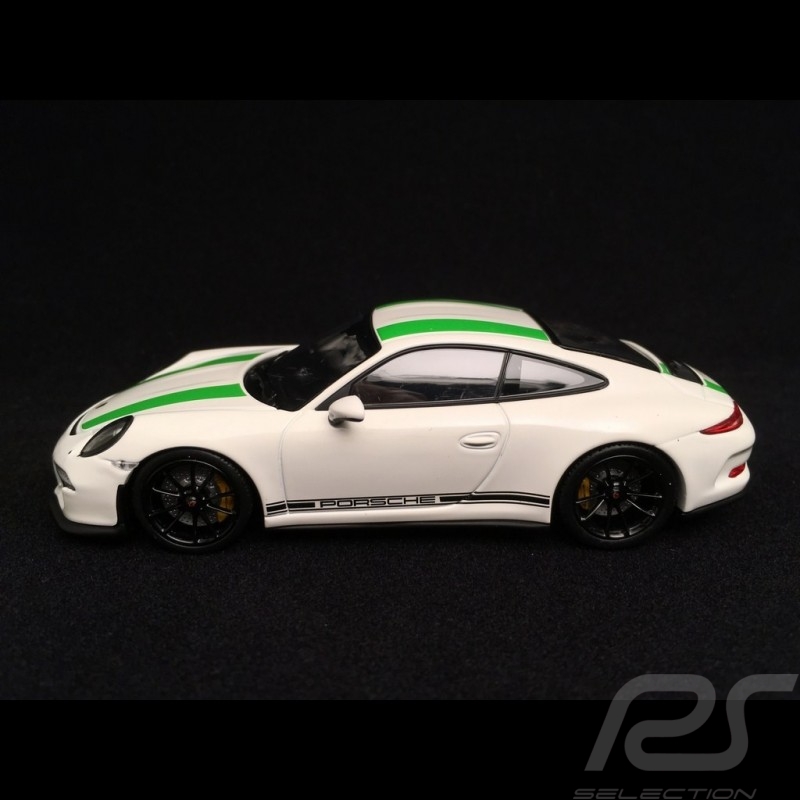 Porsche 911 type 991 R 2016 white green stripes 1/43 Minichamps 413066229