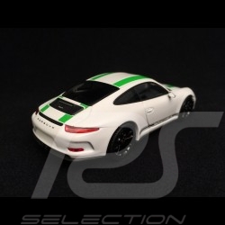 Porsche 911 type 991 R 2016 blanc white weiß bandes vertes green stripes grüne Streifen 1/43 Minichamps 413066229