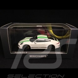 Porsche 911 type 991 R 2016 blanc white weiß bandes vertes green stripes grüne Streifen 1/43 Minichamps 413066229