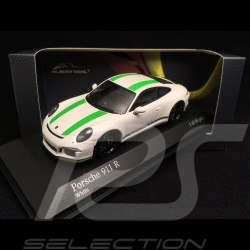 Porsche 911 type 991 R 2016 blanc white weiß bandes vertes green stripes grüne Streifen 1/43 Minichamps 413066229