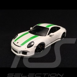 Porsche 911 type 991 R 2016 blanc white weiß bandes vertes green stripes grüne Streifen 1/43 Minichamps 413066229