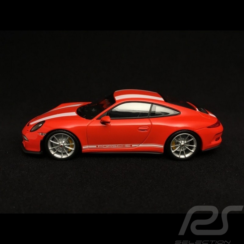 Porsche 911 type 991 R 2016 orange fusion white stripes 1/43 Minichamps 413066272