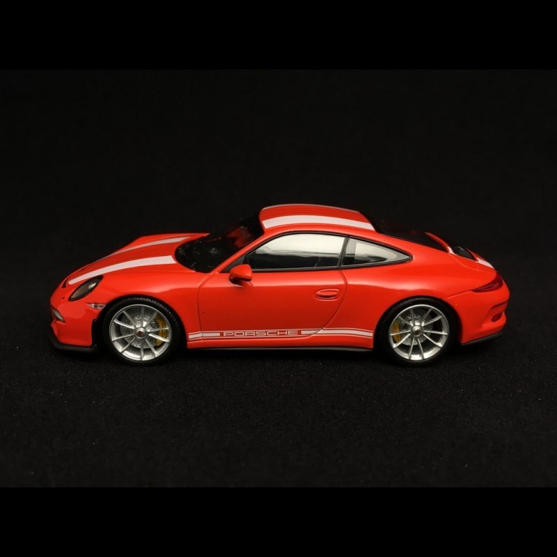 Porsche 911 R type 991 2016 lava orange white stripes 1/43 Minichamps ...