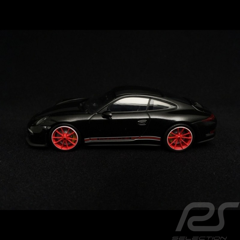 Porsche 911 type 991 R 2016 noire bandes noires black matte stripes schwarz schwarze Streifen 1/43 Minichamps 413066275