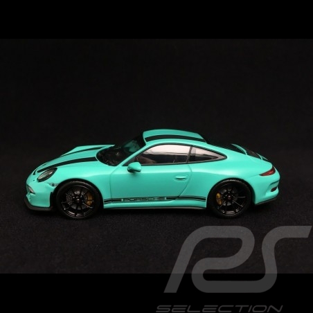 Porsche 911 type 991 R 2016 mint green black stripes 1/43 Minichamps 413066228