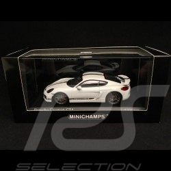 Porsche Cayman GT4 2016 blanc bande noire white black stripe weiß schwarze Streife 1/43 Minichamps 410066120