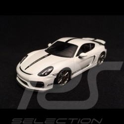 Porsche Cayman GT4 2016 blanc bande noire white black stripe weiß schwarze Streife 1/43 Minichamps 410066120