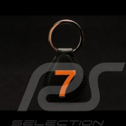 Keyring racing black leather n° 7 orange