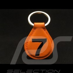 Keyring racing orange leather n° 7 black