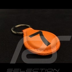 Gulf Porte-clés racing cuir orange n° 7 noir Keyring orange leather Schlüsselanhänger orange Lederplatte