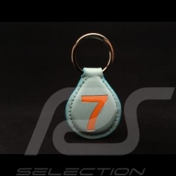 Keyring racing blue leather n° 7 orange