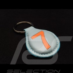 Keyring racing blue leather n° 7 orange