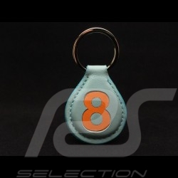 Keyring racing blue leather n° 8 orange