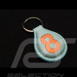 Keyring racing blue leather n° 8 orange