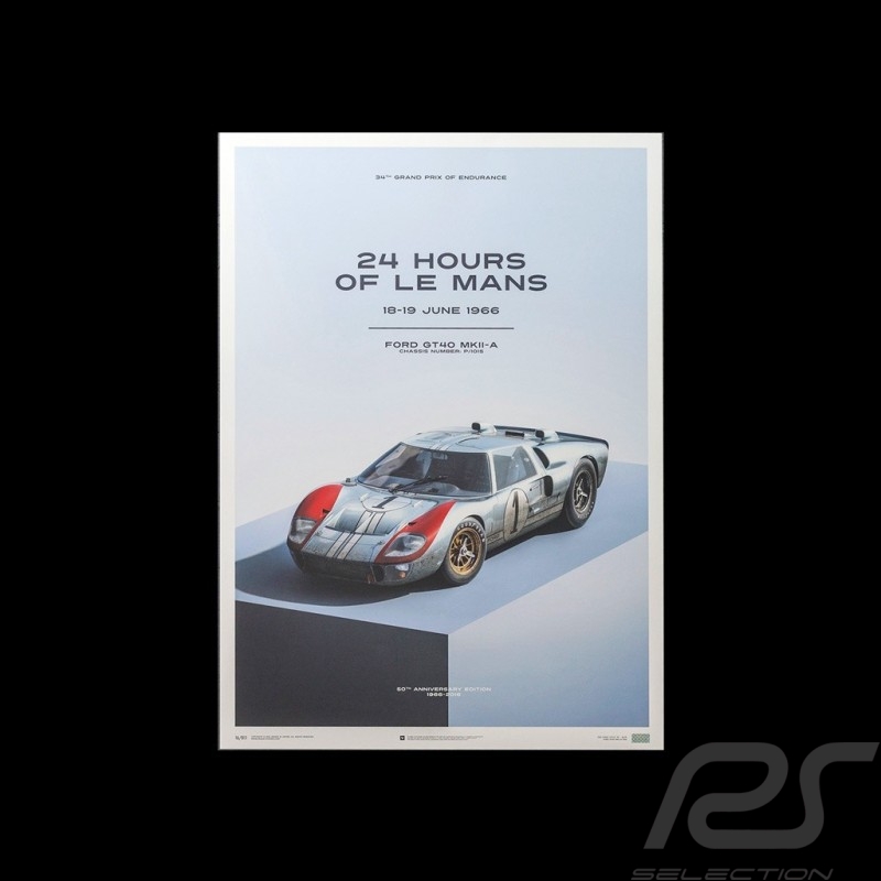 Le Mans Poster Ford GT40 MKII-A 1966 Blue