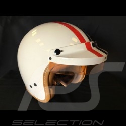 Helmet Steve McQueen Ivory with red and blue stripes