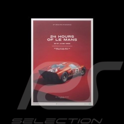 Le Mans Poster Ford GT40 MKII-A 1966 Rouge Red Rot