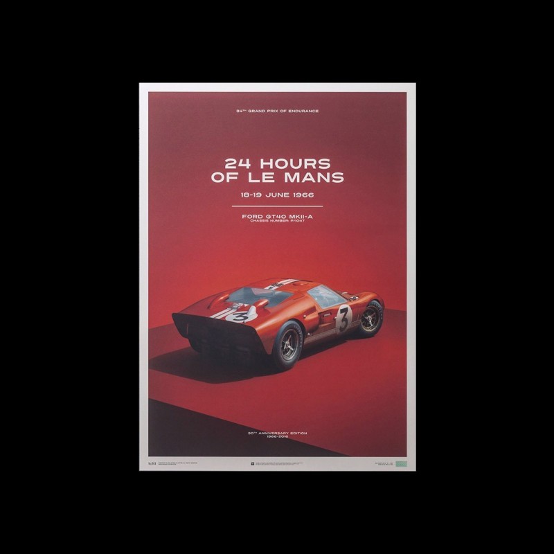 Le Mans Poster Ford GT40 MKII-A 1966 Red